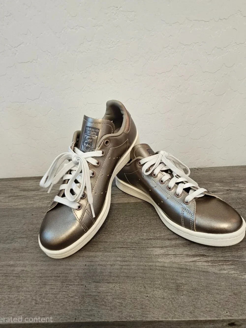 Adidas Originals Stan Smith Metallic Bronze Pewter Leather Sneakers - Size 8
